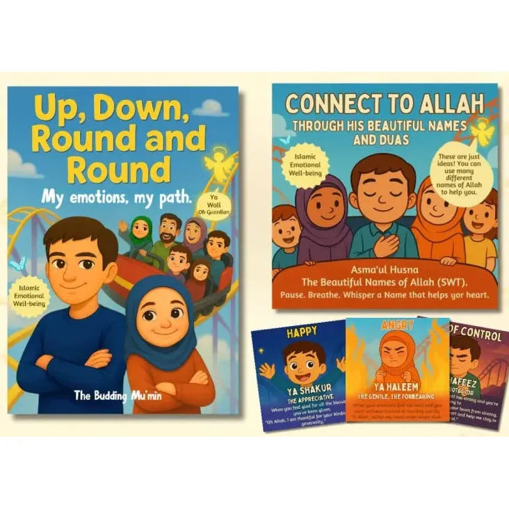 Up, Down, Round and Round — My Emotions, My Path Islamic Emotional Well-being Book + Matching Card Set