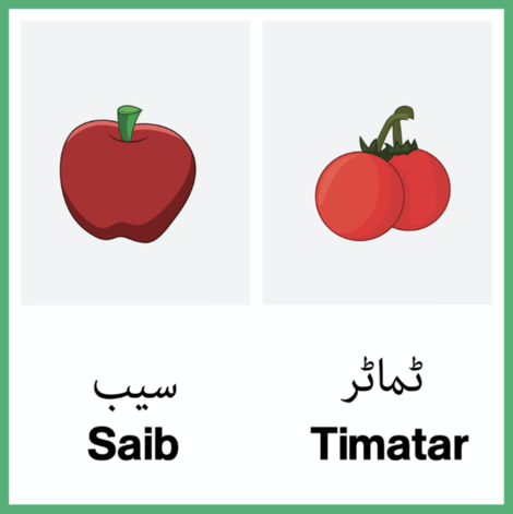 Aasaan Urdu Alfaaz / Phal Aur Sabzi / Fruits And Vegetables (Step 1)